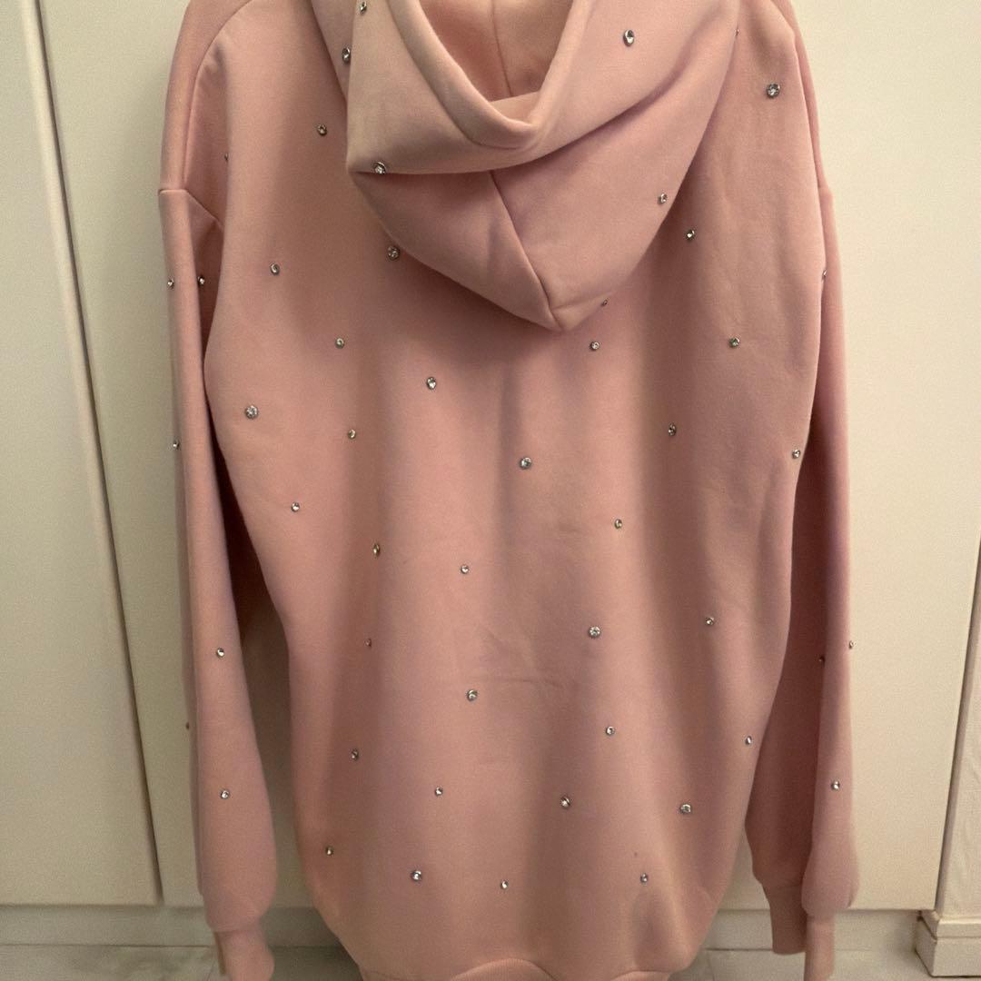 Darich ストーン装飾 ジップアップパーカー ピンク