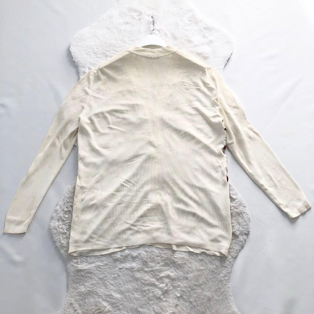 CELINE*セリーヌ　ヴィンテージカーディガン　ロープ柄　シルク100% 38