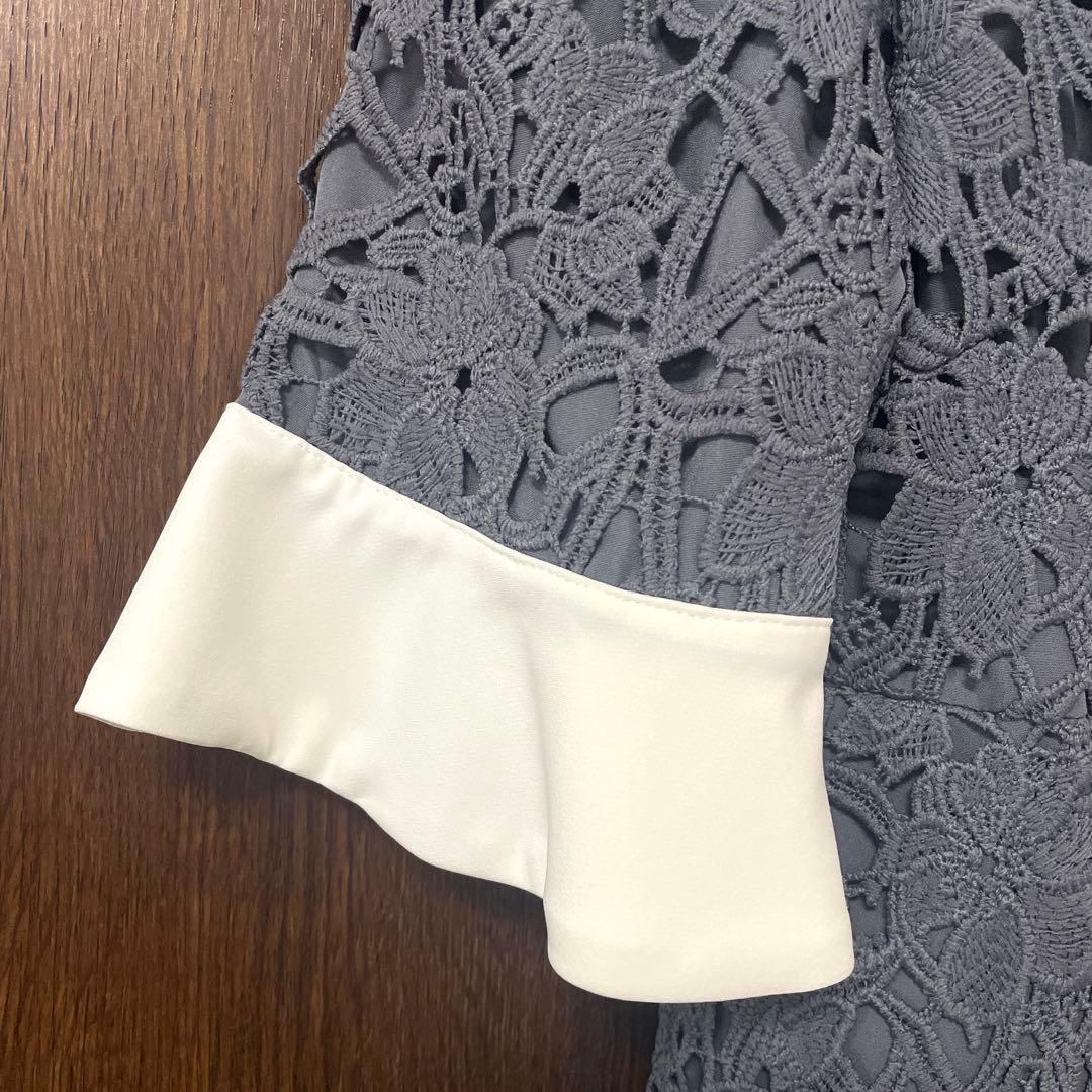 【LEJA】 花柄レース 刺繍 Aライン フレアドレス ワンピース