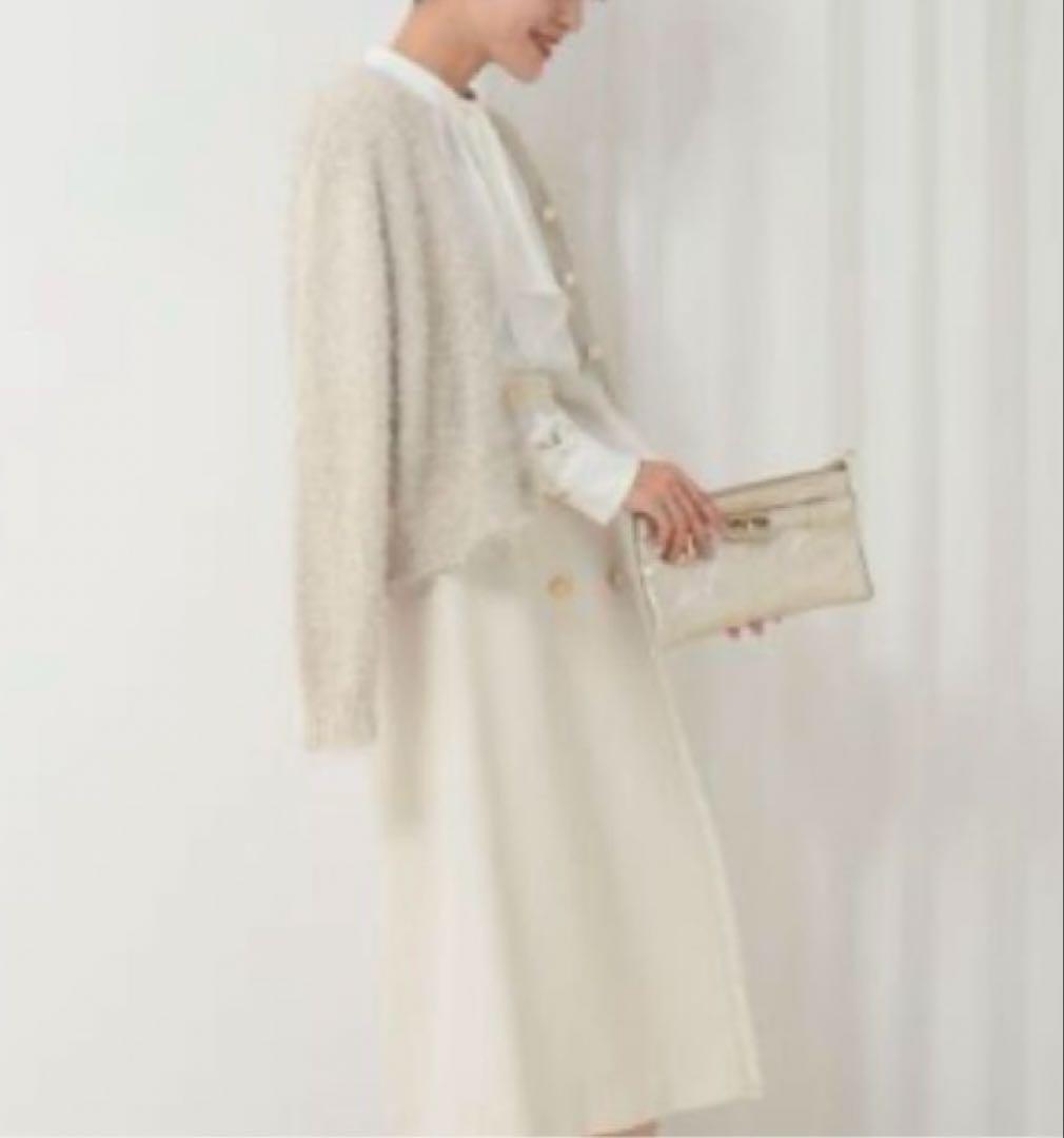 新品同様NOLLEY'Sノーリーズ2024SSラメVネックフリンジカーディガン