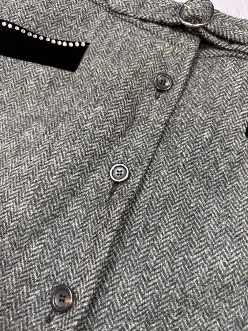 MIU MIU ミュウミュウ ウール混 Aラインスカート ビジュー装飾付 42