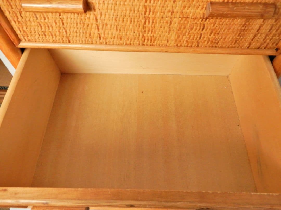【昭和レトロ アンティーク】ヴィンテージ ラタン 籐 チェスト 6段