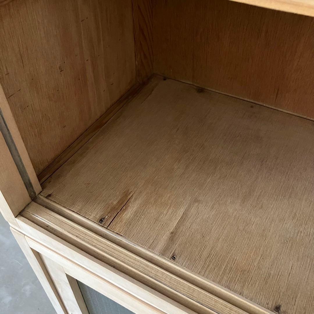 レトロ　アンティーク　古道具　古家具　剥離家具　ストリップド　食器棚　ガラス棚