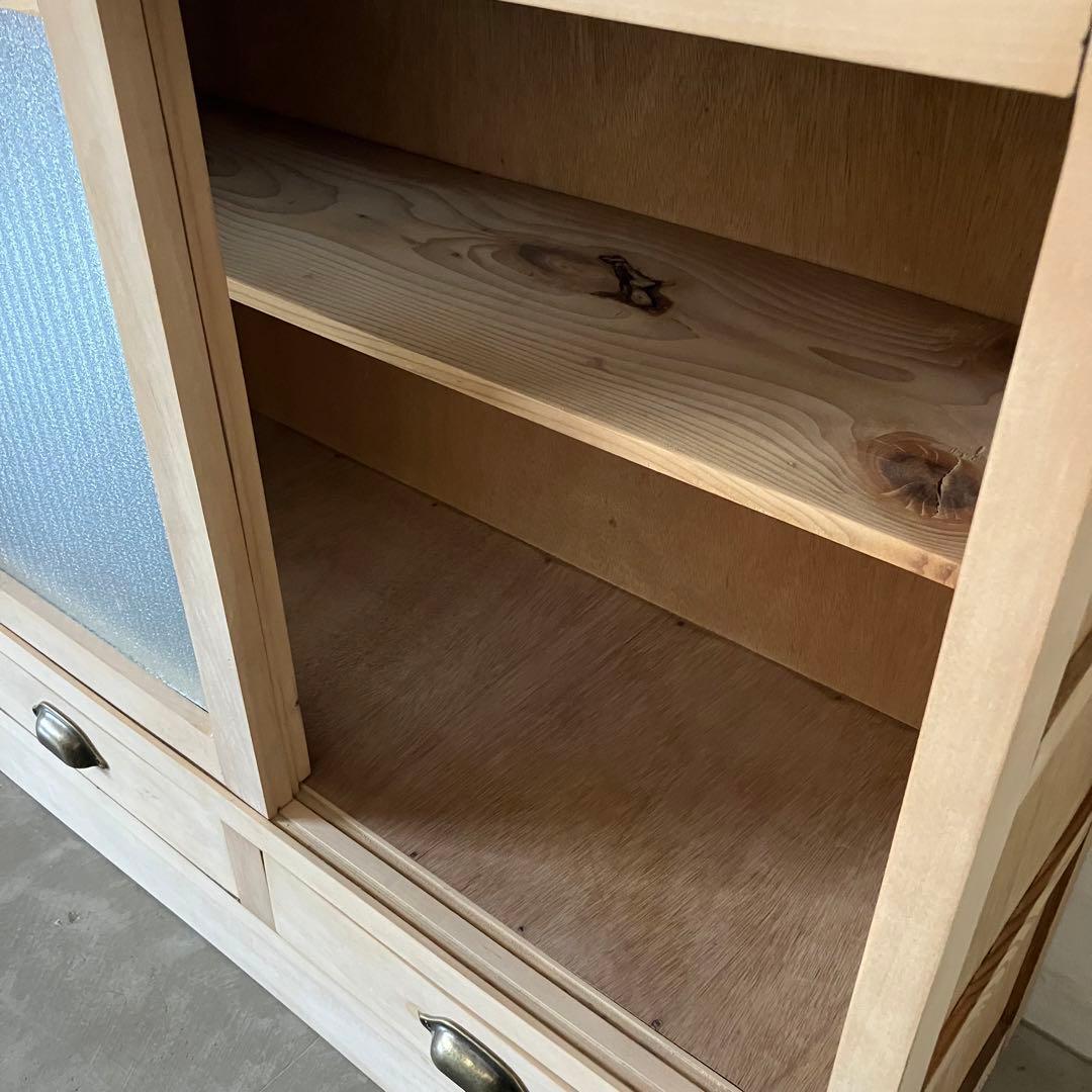 レトロ　アンティーク　古道具　古家具　剥離家具　ストリップド　食器棚　ガラス棚