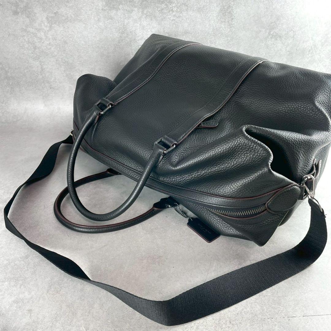 未使用 コーチ トレッカー 2way ボストンバッグ シボ革 大容量 旅行 黒