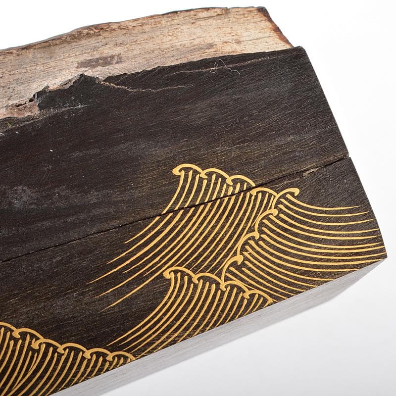 HOLIDAY 道場宗廣作　名取川　波蒔絵　埋木香合　共箱　M　R5301