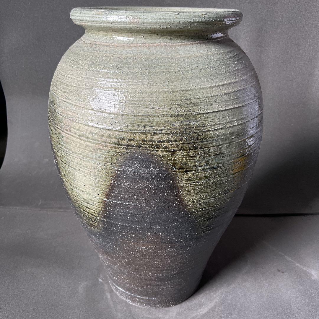 うさこ信楽焼傘立て 緑釉壺型 高さ５３cm