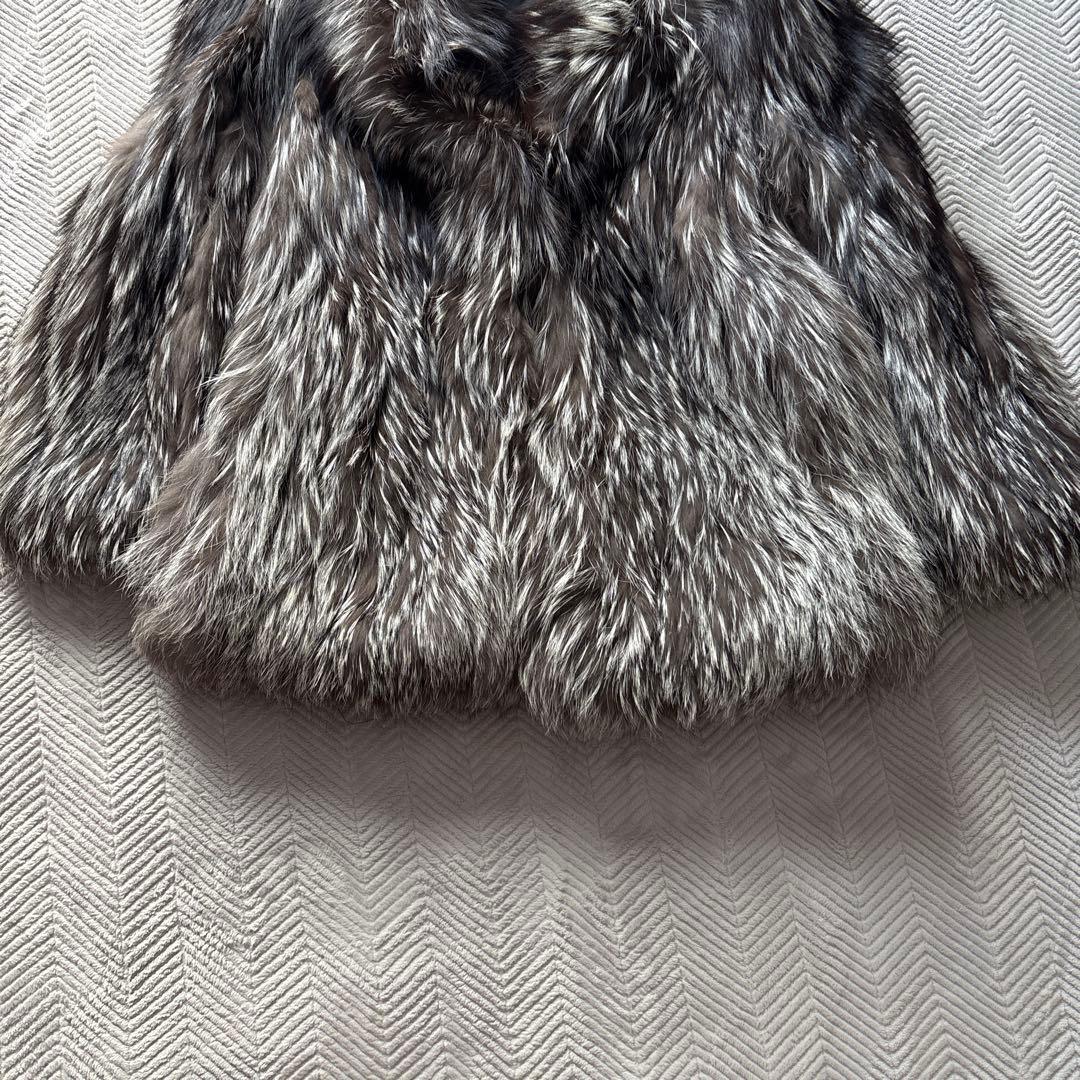 最高級　【シルバーフォックス】美品　サガフォックス　銀タグ　毛皮　ジャケットM