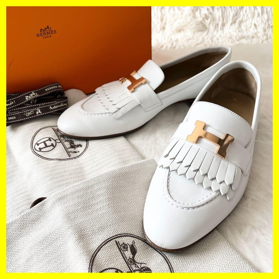 HERMES エルメス　モカシン　ロワイヤル　36.5 23.5cm ホワイト