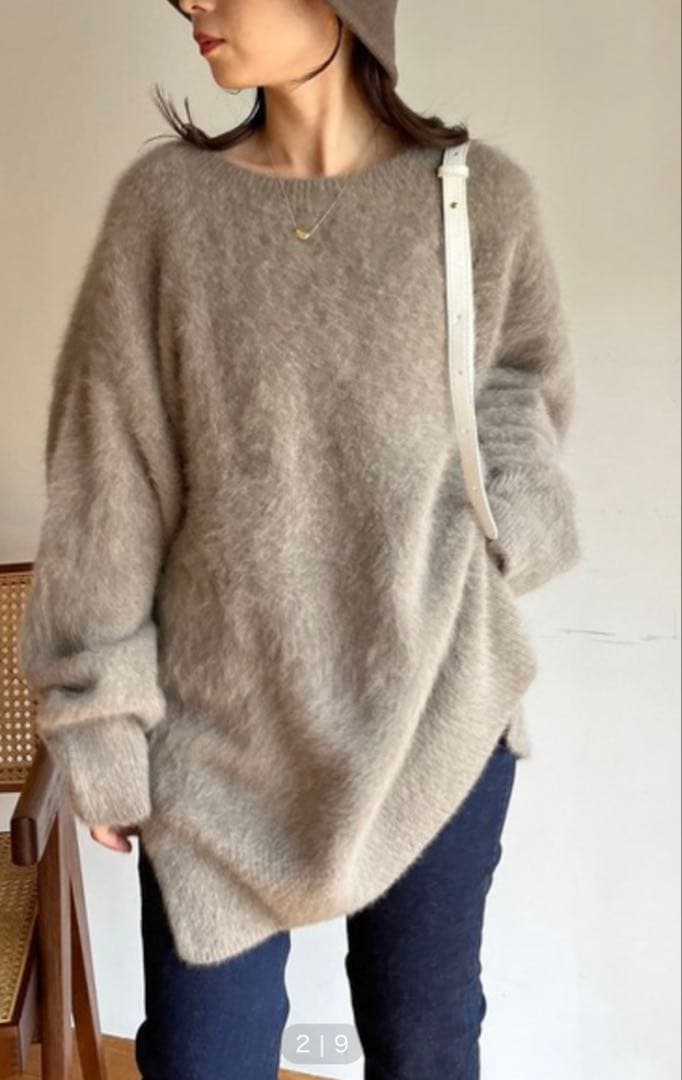 美品　カプリシューレマージュ　FOXカシミアチュニック　モカ