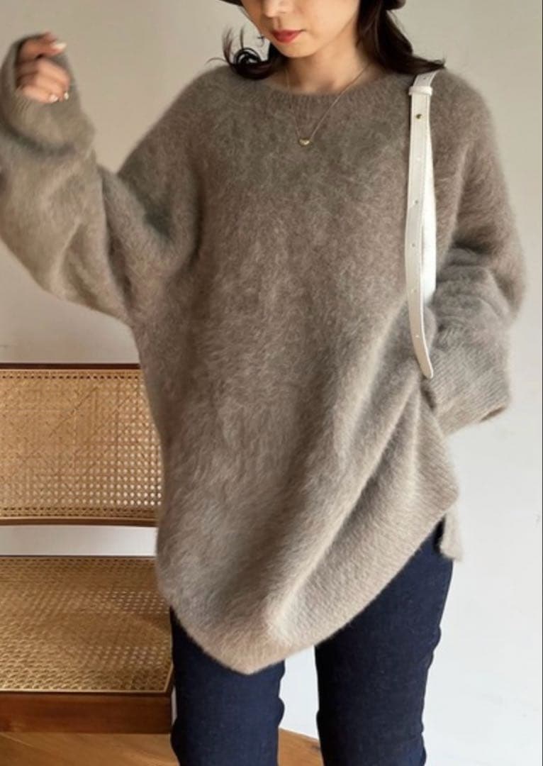 美品　カプリシューレマージュ　FOXカシミアチュニック　モカ