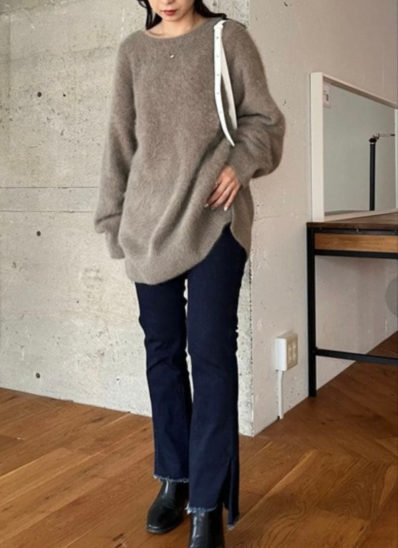 美品　カプリシューレマージュ　FOXカシミアチュニック　モカ