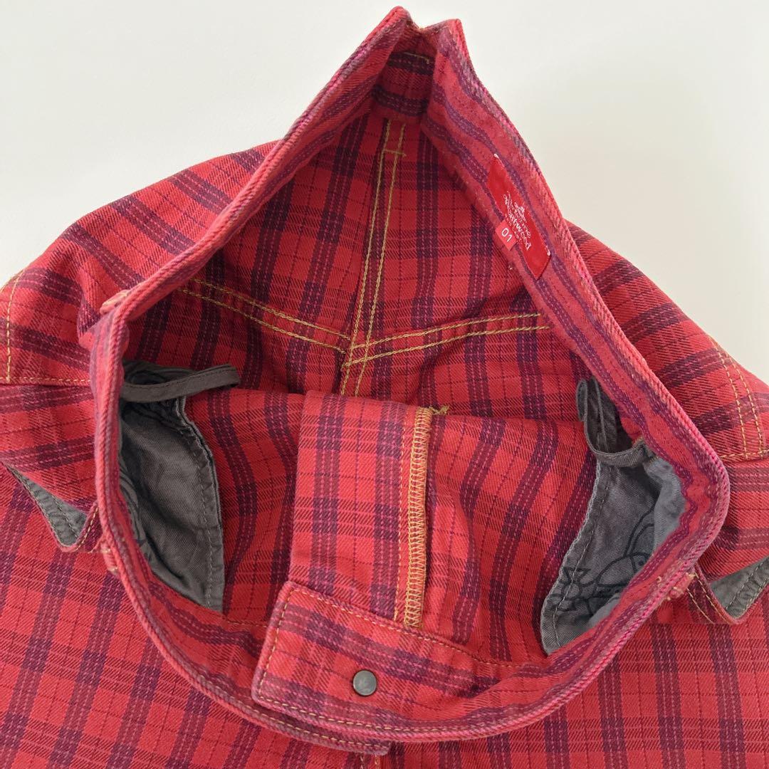 ヴィヴィアンウエストウッド　ビッグタックトラウザー　チェック　オーヴ　パンツ