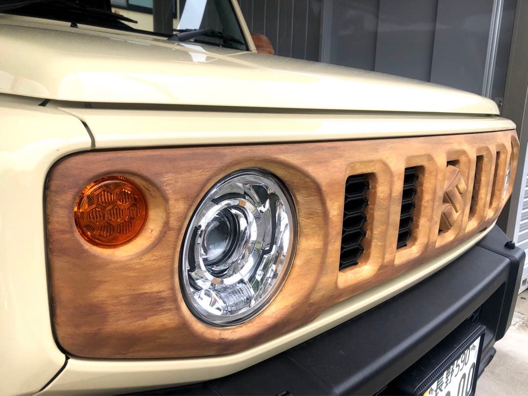 ジムニー　純正　フロント　グリル　木目塗装　ウッド　ナチュラル色