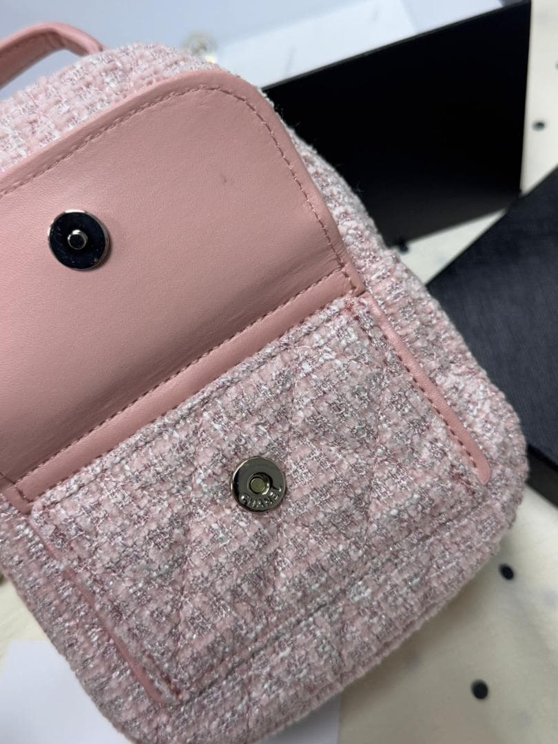 VIP★顧客限定 ピンク ツイード バックパック型ショルダーバッグopk