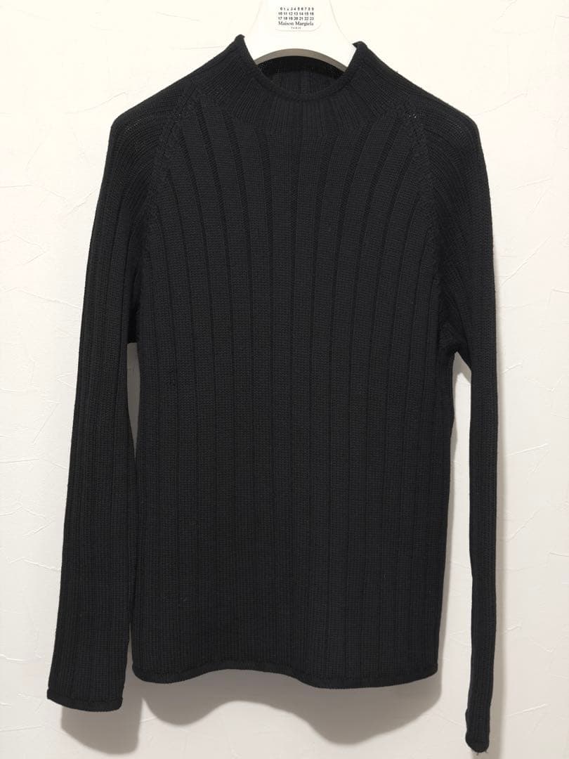 HERMES ブラック リブニットセーター ウール