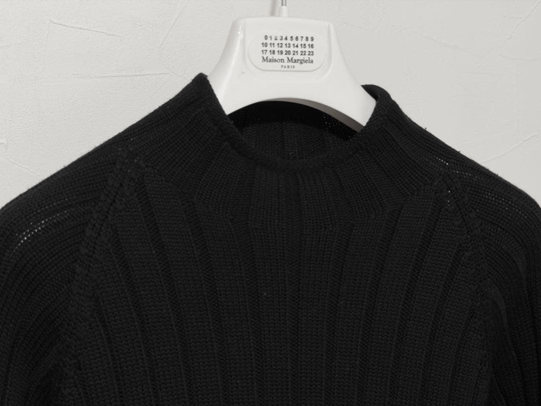 HERMES ブラック リブニットセーター ウール