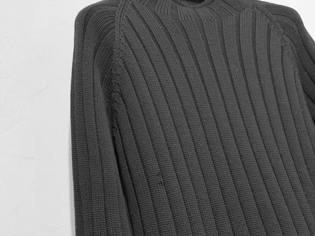 HERMES ブラック リブニットセーター ウール