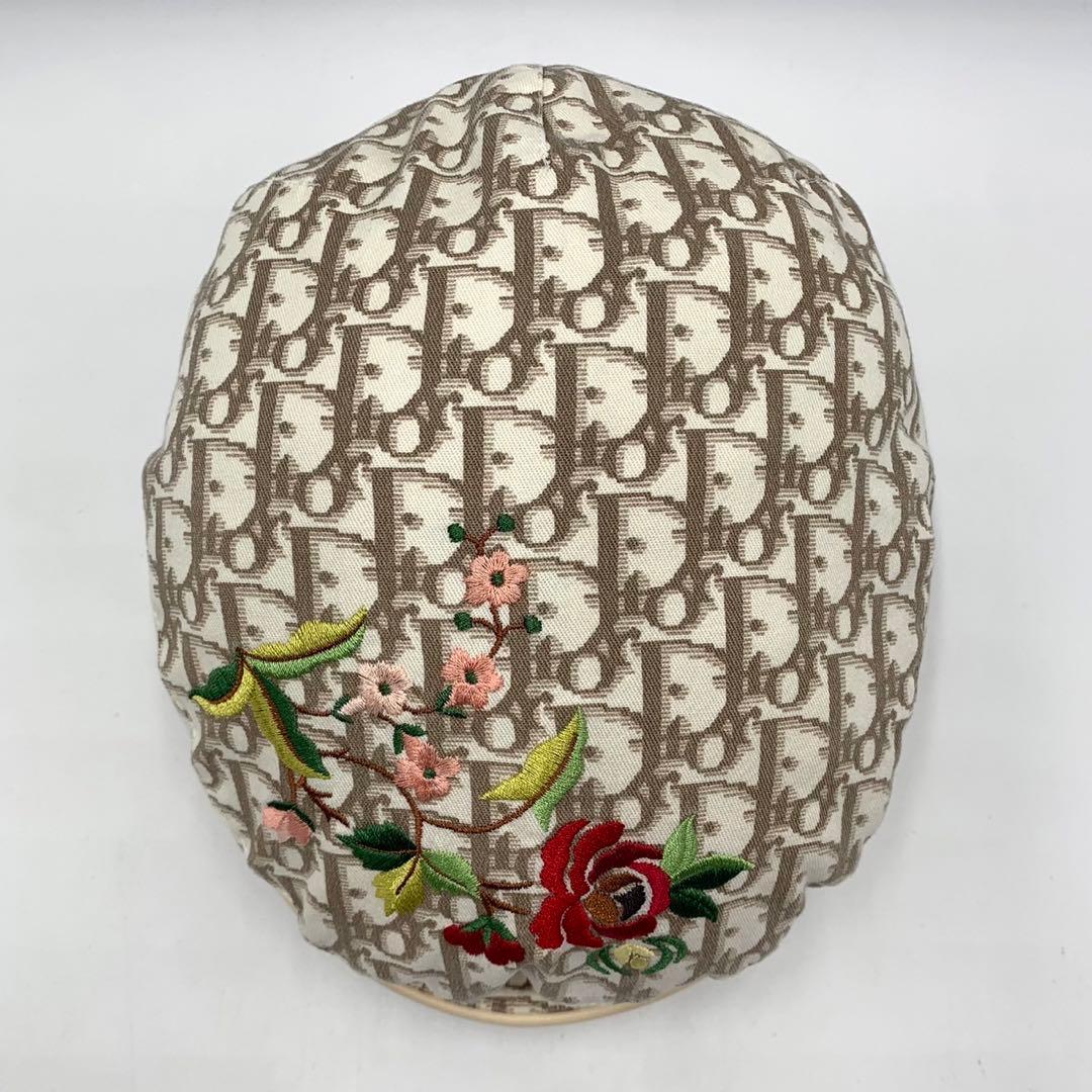 ［美品］ディオール　トロッター　キャスケット　フラワー刺繍　ロゴプレート