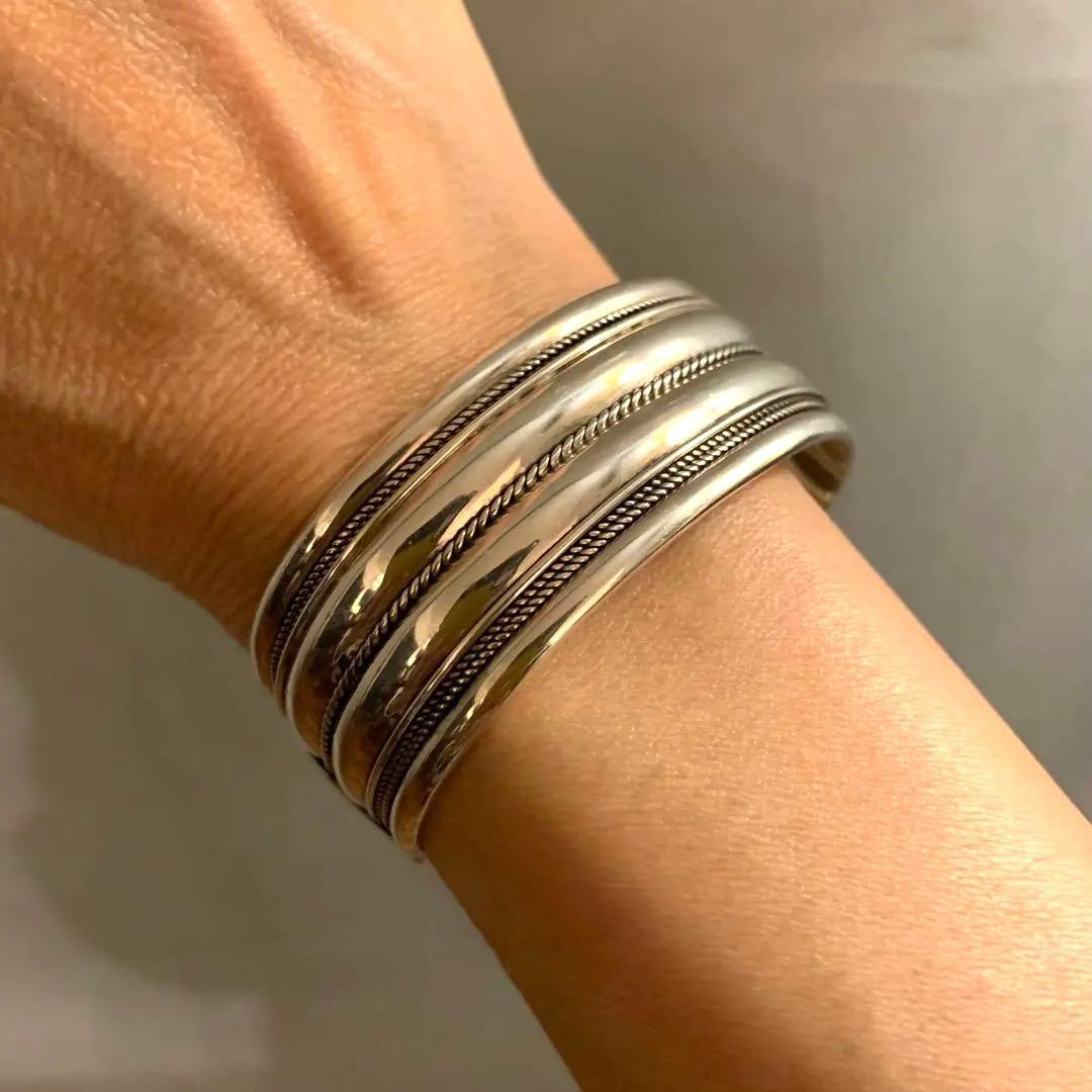 ☆★ silver925 バングル ライン装飾インディアンジュエリー★☆