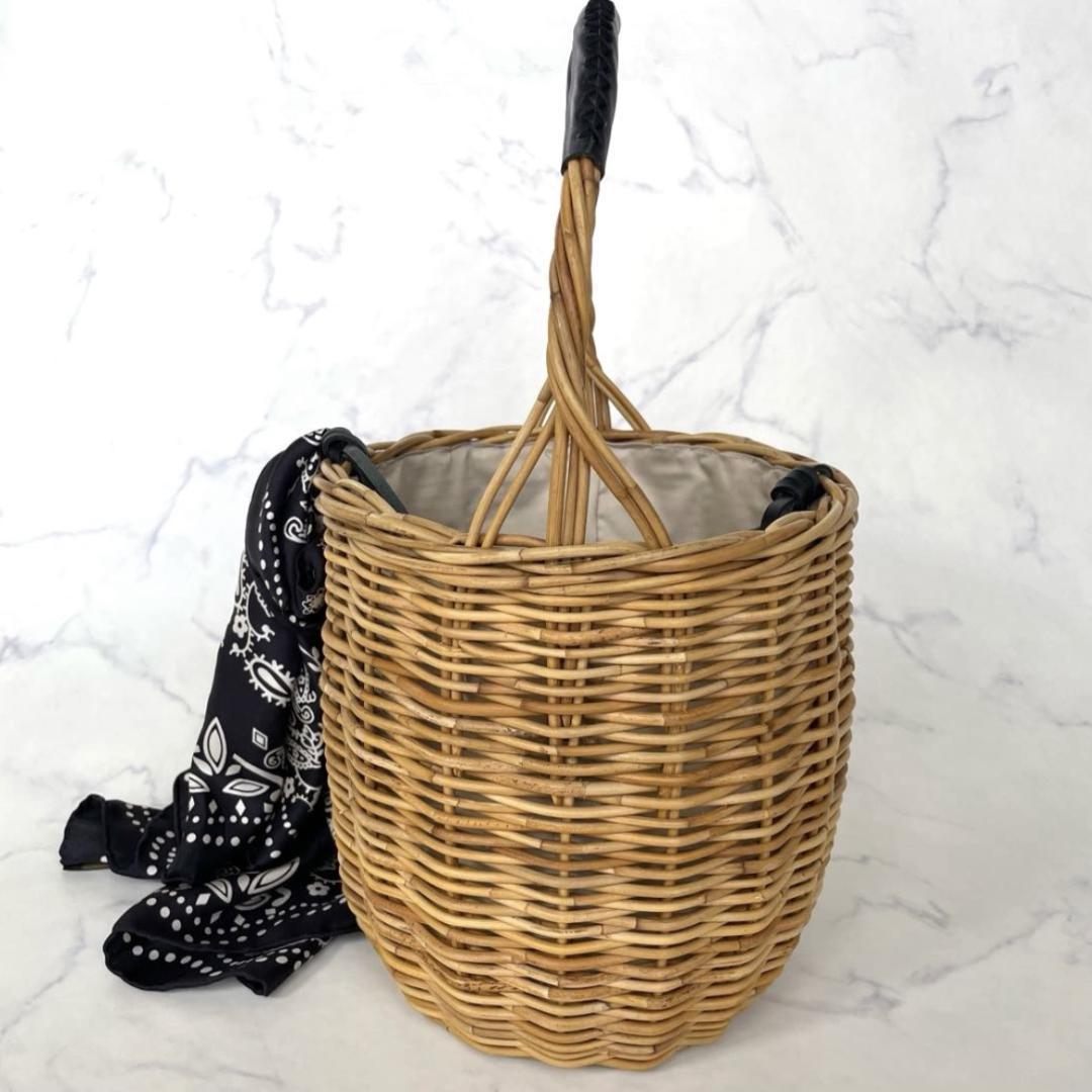 マニプリ manipuri カゴバッグ かご レザーハンドル スカーフセット