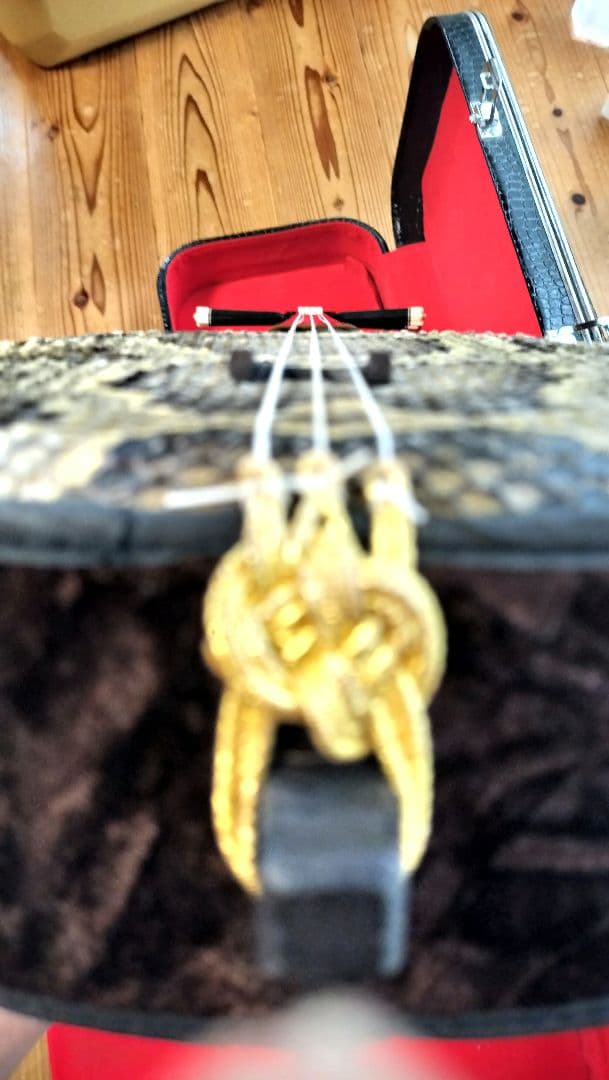 三線 本革 盛島開鐘チーガ 美品