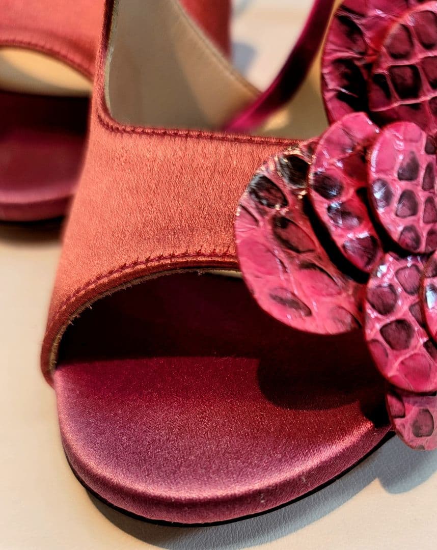 JIMMY CHOO ジミーチュウ サンダル サテン ピンク 36 未使用保管品