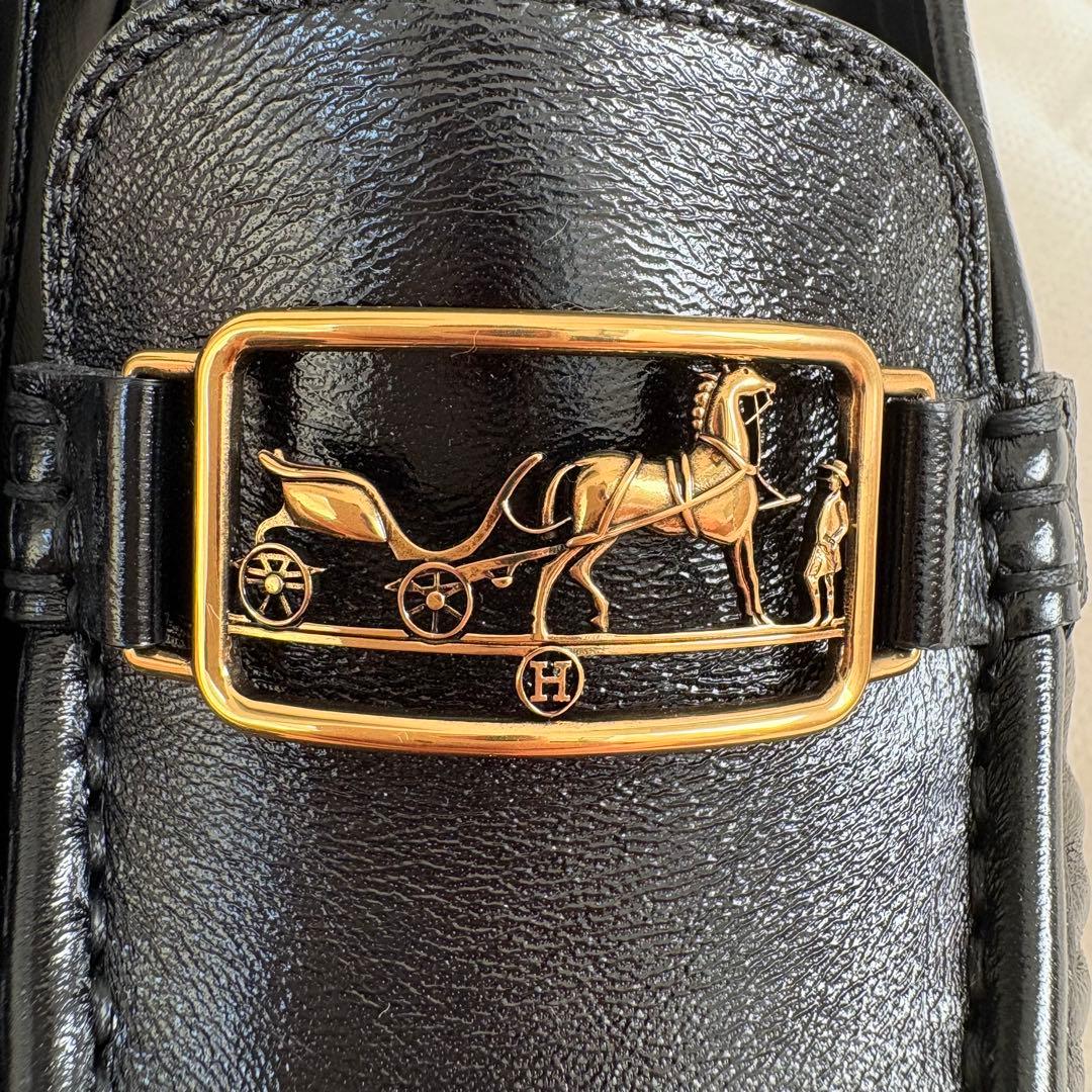 【未使用】　エルメス　モカシン　ケッシー　ローファー　レザー　ブラック　馬車金具