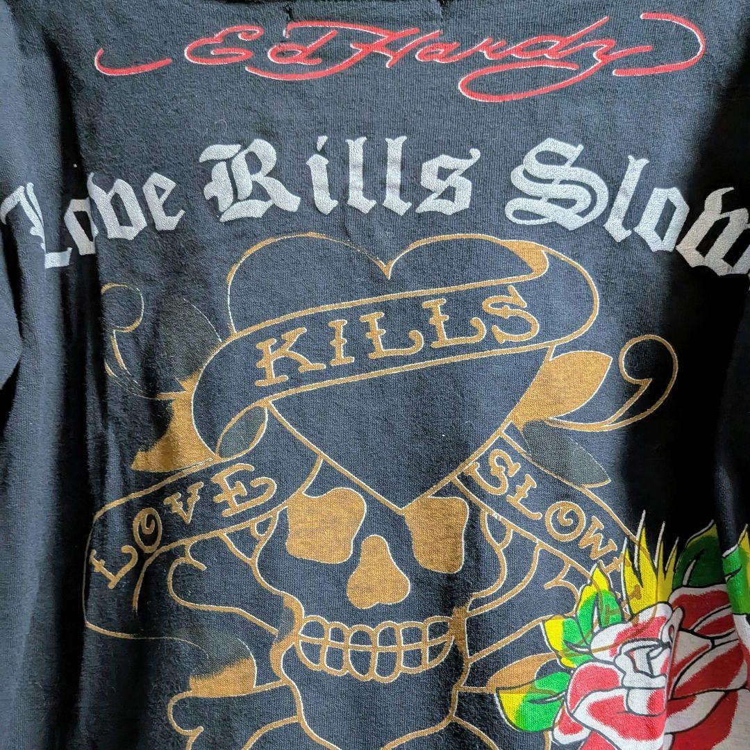 Ed Hardy エドハーディー 薔薇とスカル柄 ロングTシャツ 長袖 y2k