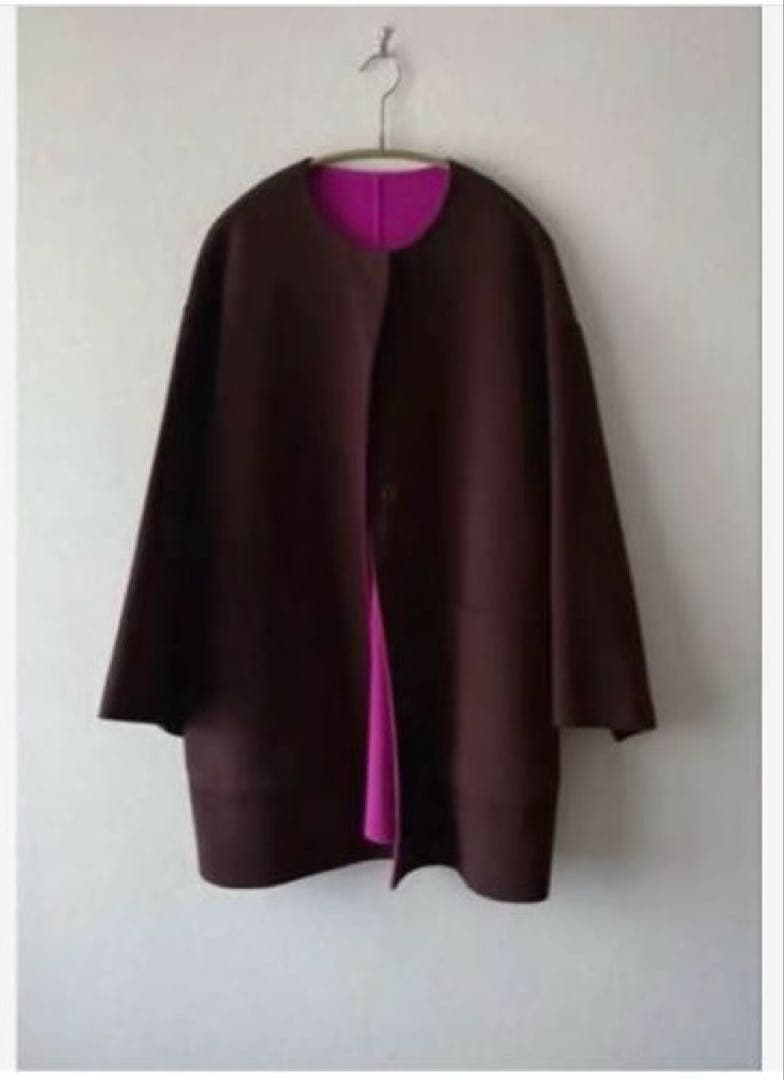 最終SALE【ユナイテッドアローズ】バイカラーリバーミドルコート ノーカラー