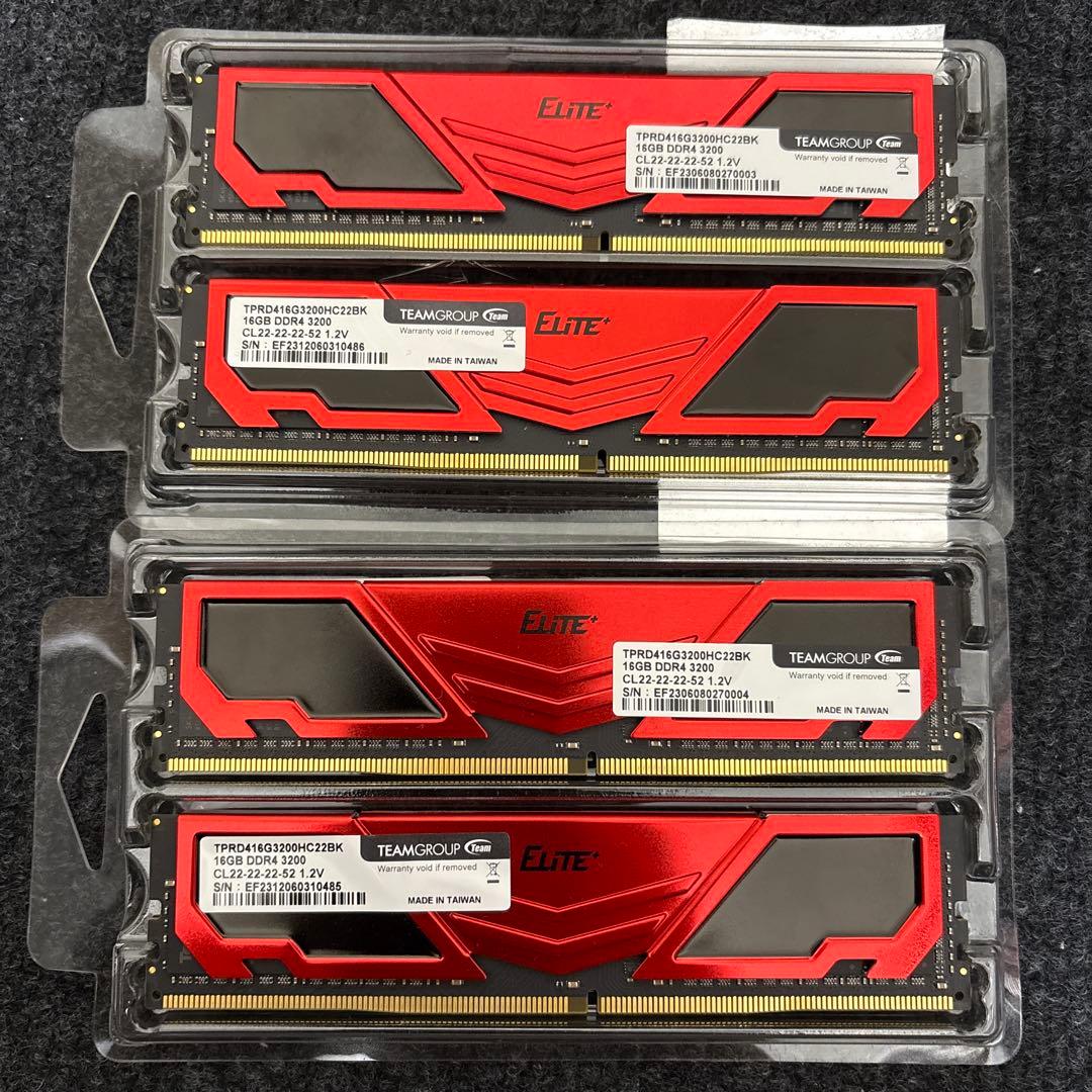 か*う様 TEAMGROUP DDR4 16GB 3200MHz メモリー4枚セ