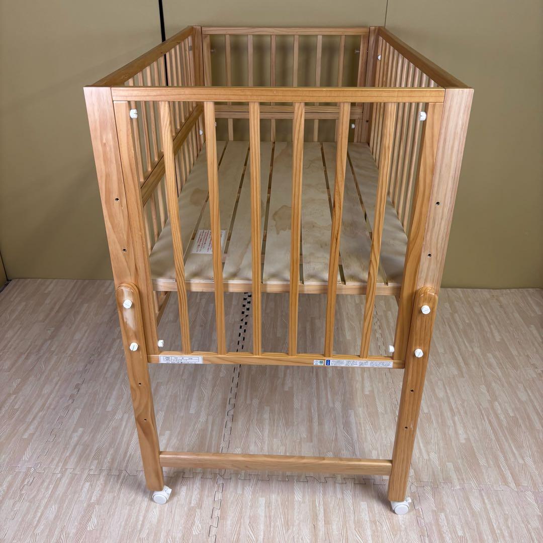 除菌清掃済☆美品☆　大和屋　トール　Wオープン　ベビーベッド　ナチュラル　すのこ