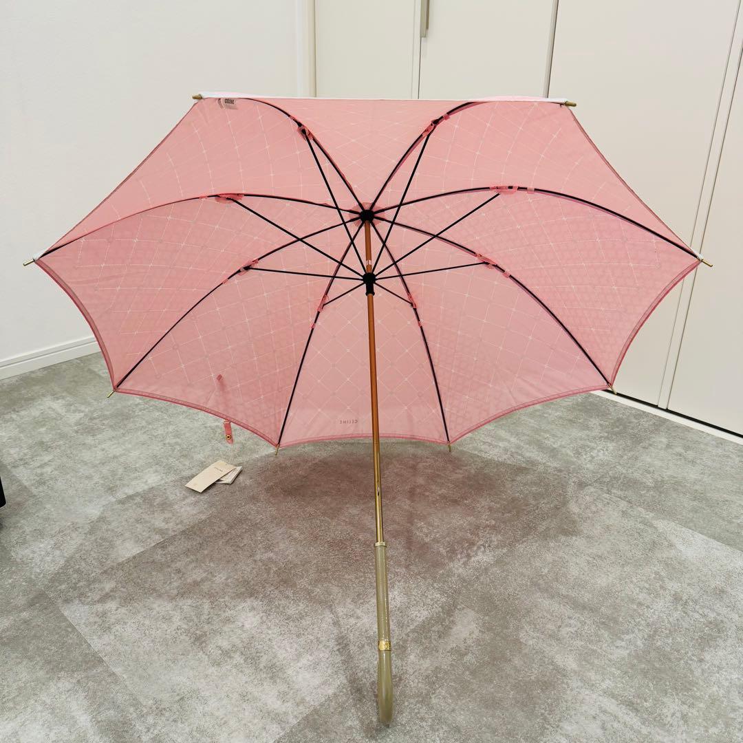 【未使用】 CELINE セリーヌ 長傘 ピンク タグ付き 全長約90cm