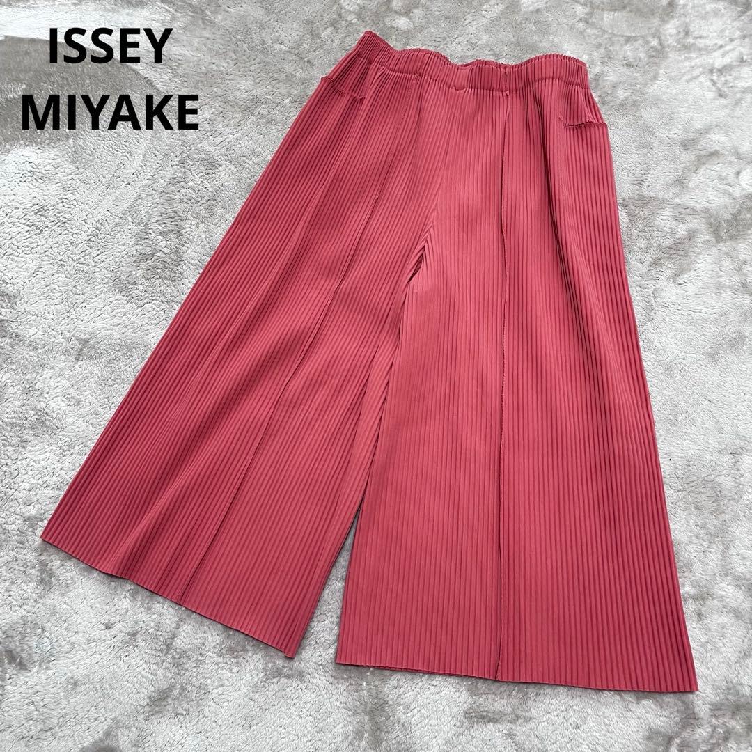 美品　イッセイミヤケ　me プリーツ　ワイドパンツ　ガウチョFINE KNIT