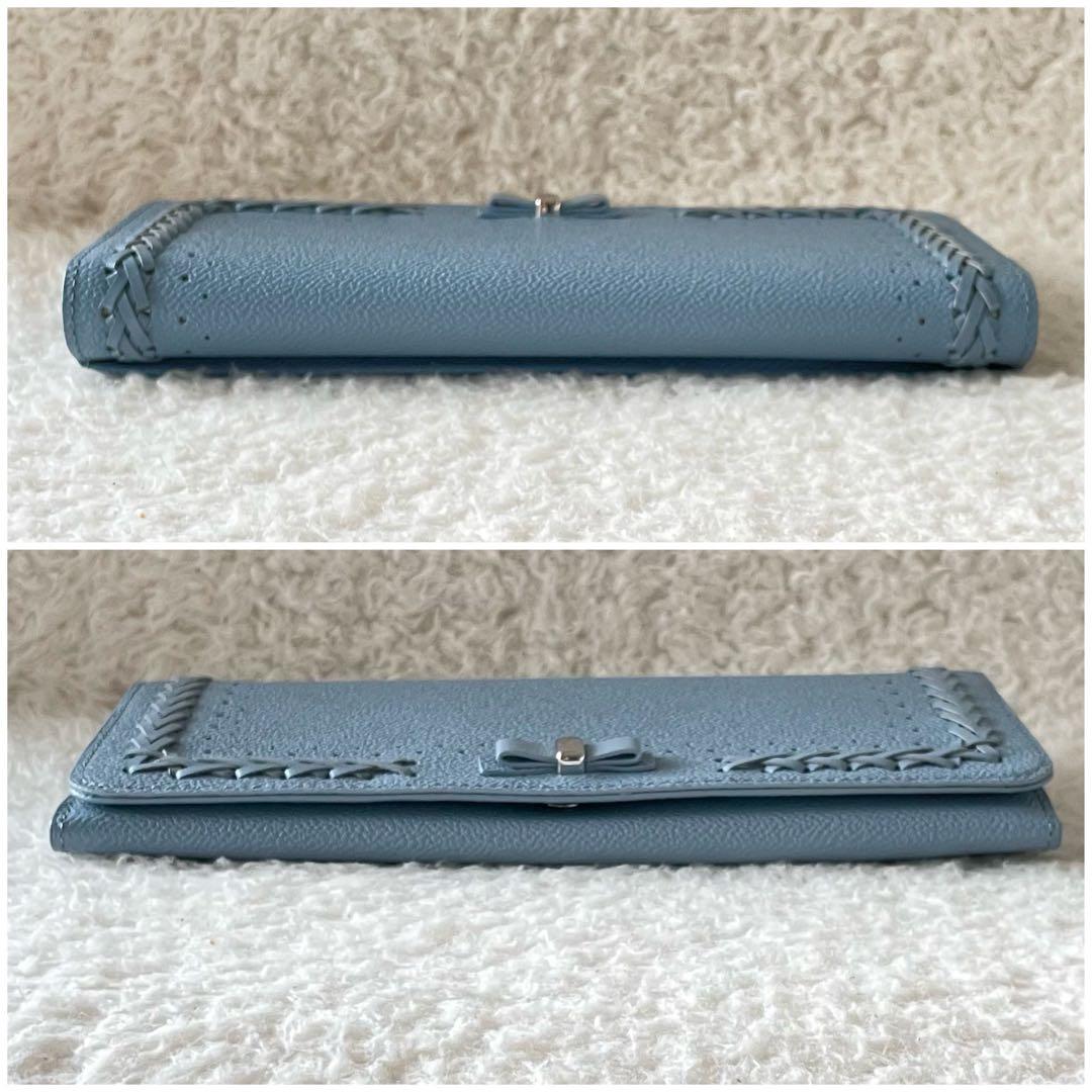 【未使用】アンテプリマ 長財布 スリム くすみブルー レザー 薄型
