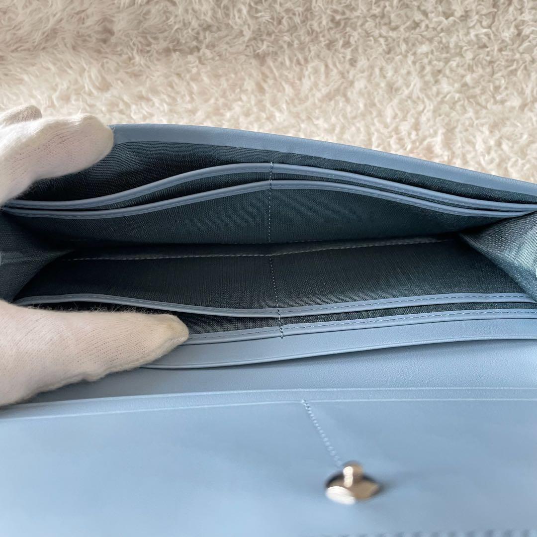 【未使用】アンテプリマ 長財布 スリム くすみブルー レザー 薄型