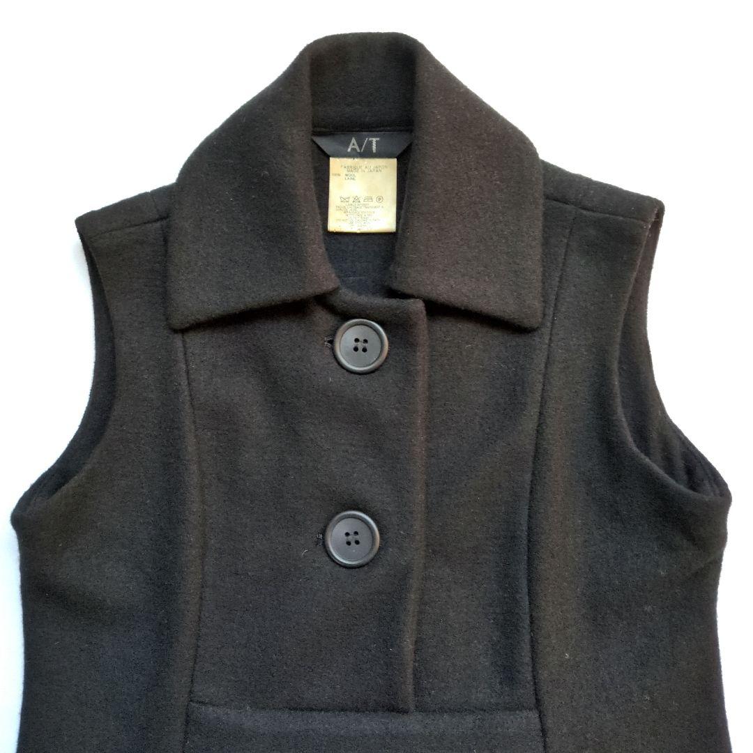 亘　エーティー A/T　レディースベスト　ブラック　毛100％　サイズＦ