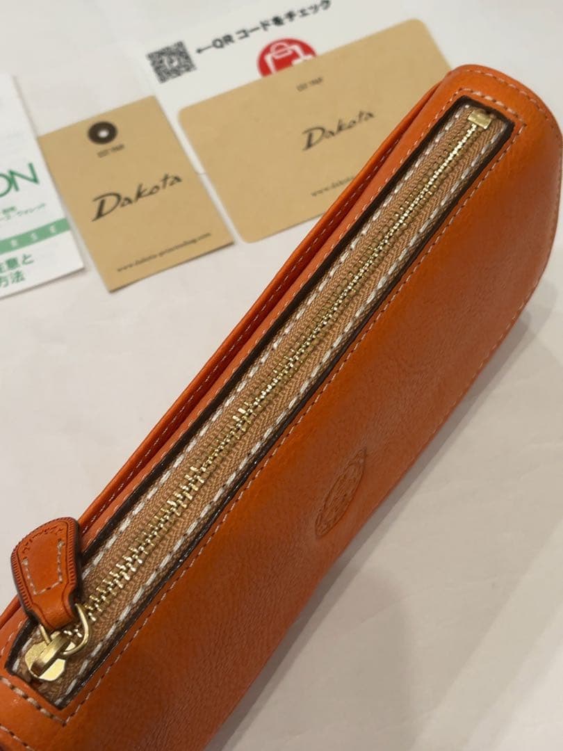 新品　ダコタ　イデーア　被せ　長財布　オレンジ　本革
