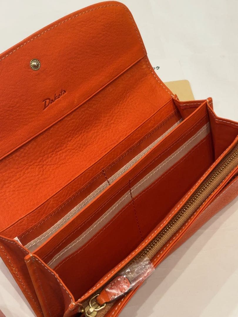 新品　ダコタ　イデーア　被せ　長財布　オレンジ　本革