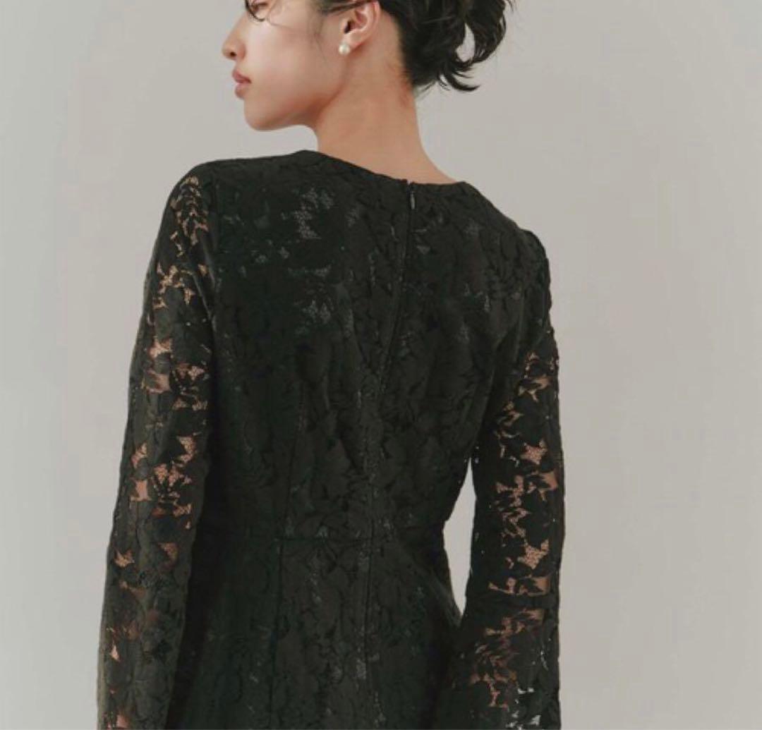 新品⚫️フレアースリーブレースドレス　kaene ブラック　カエン　Mサイズ