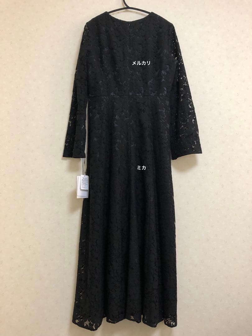 新品⚫️フレアースリーブレースドレス　kaene ブラック　カエン　Mサイズ