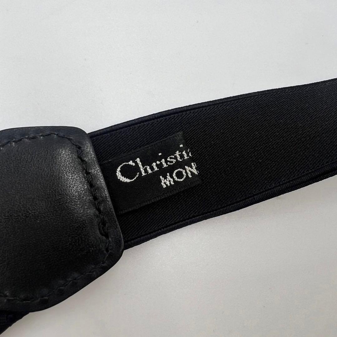 希少　クリスチャンディオール　サスペンダー　黒　Y型　ペイズリー　ボタンタブ式