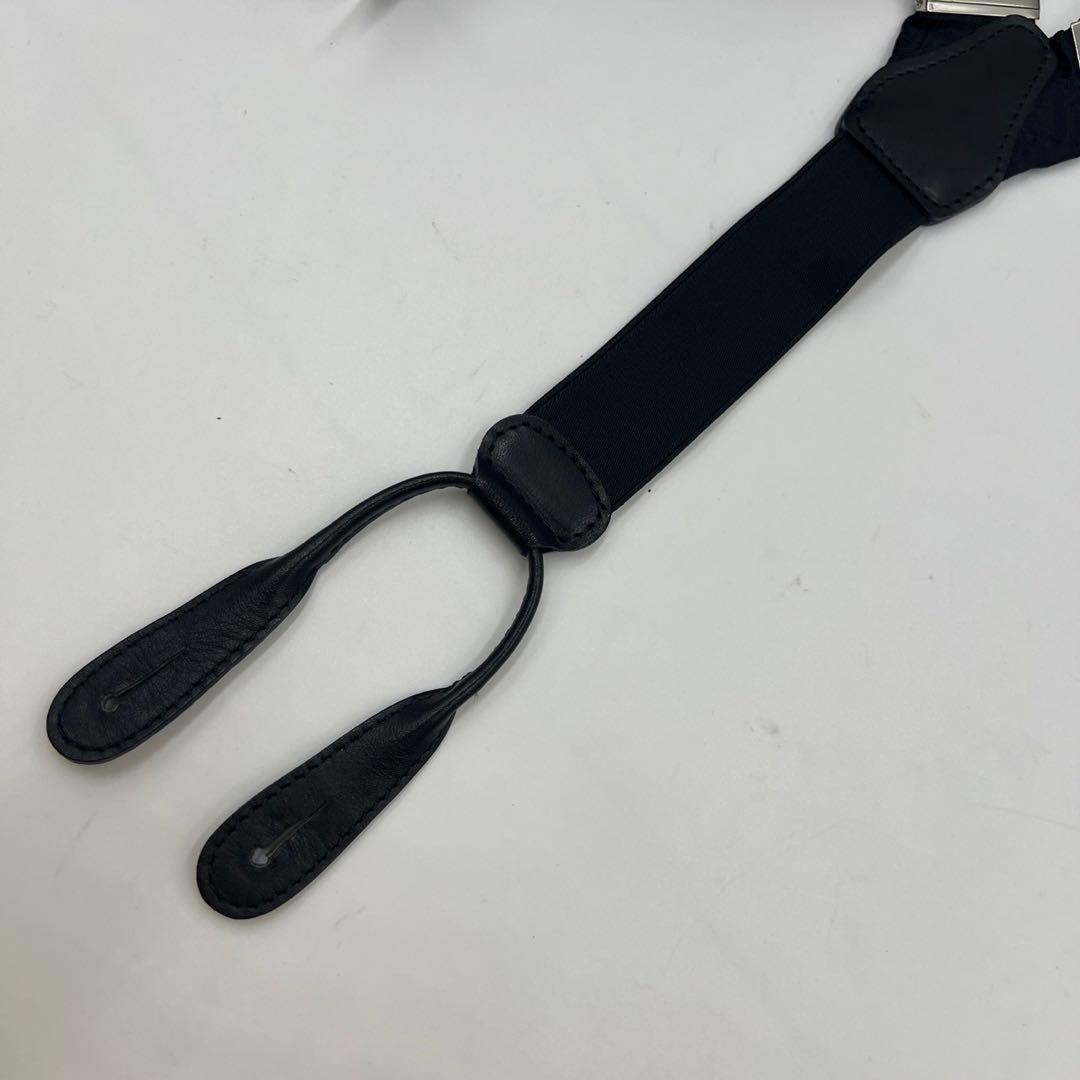 希少　クリスチャンディオール　サスペンダー　黒　Y型　ペイズリー　ボタンタブ式