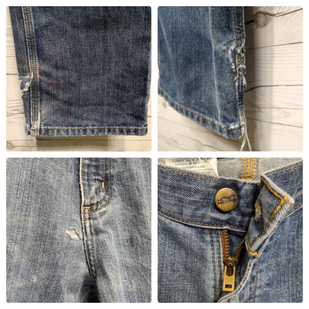 雰囲気抜群✨カーハートダブルニー ペインターパンツ デニム W36 ボロフェード