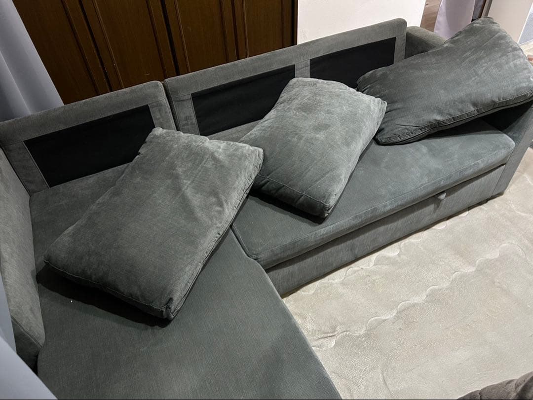 ニトリ収納付きカウチソファベッド 布張りタイプ (ノアーク2 撥水加工 DGY)