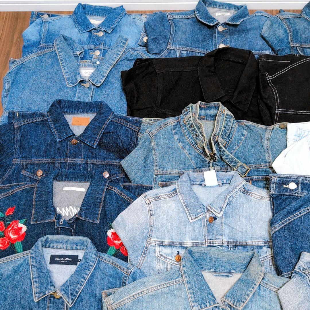 専用Ｇジャン デニムジャケット35着まとめ売りリメイク素材 リペア生地 パッチ