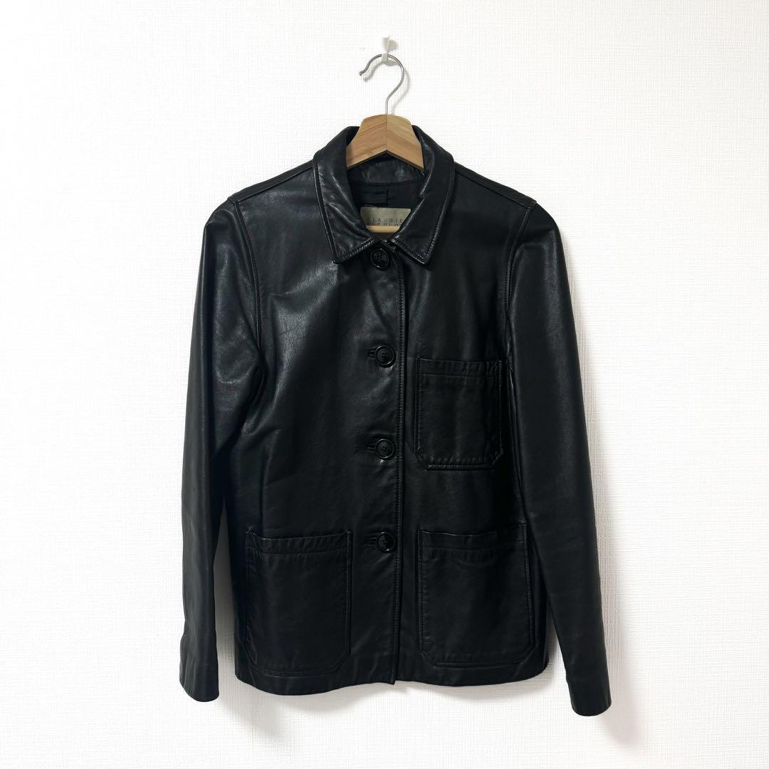 山羊 本革 レザー ジャケット コート 黒 ヤギ革