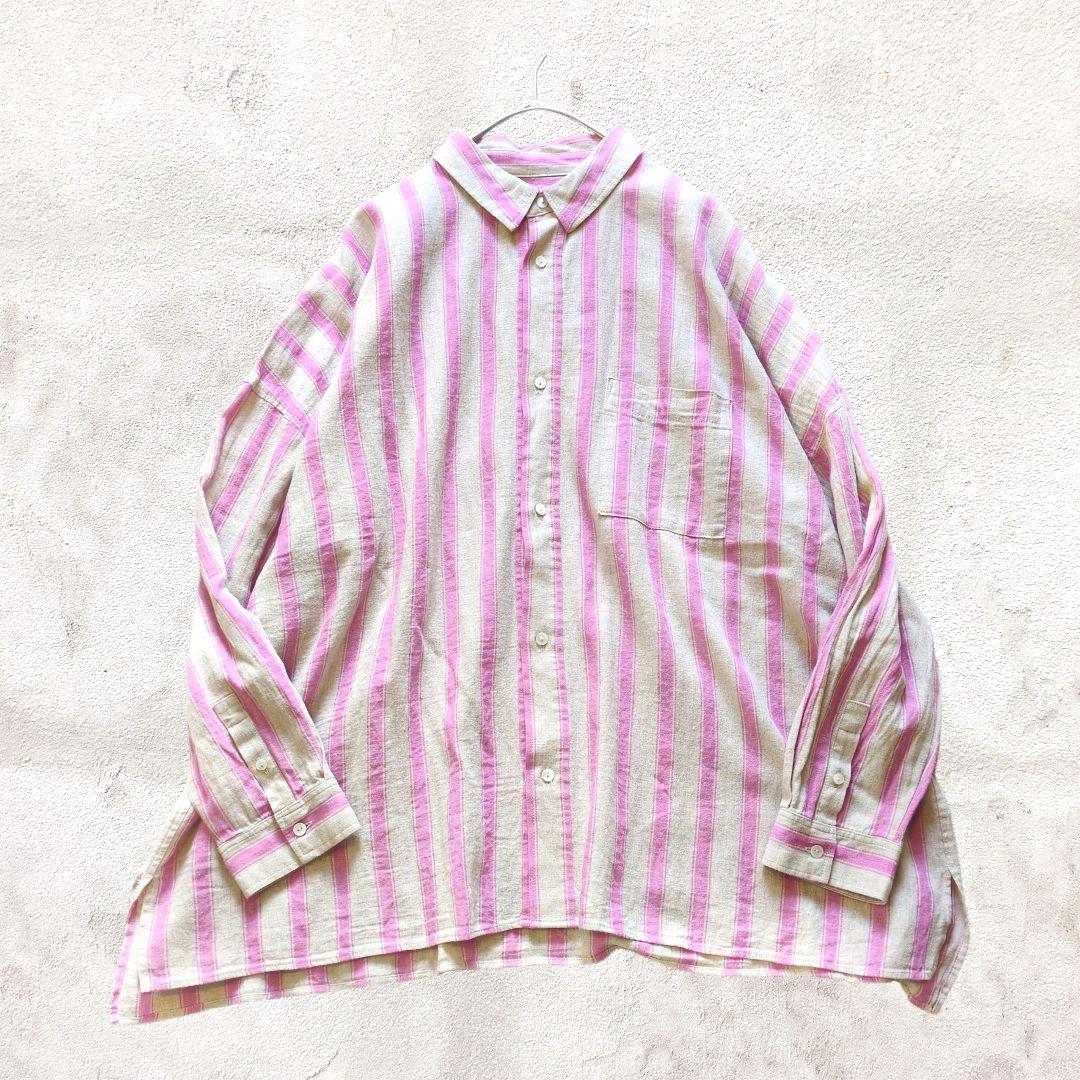 ICHI Antiquitesイチアンティークス リネンコットンストライプシャツ