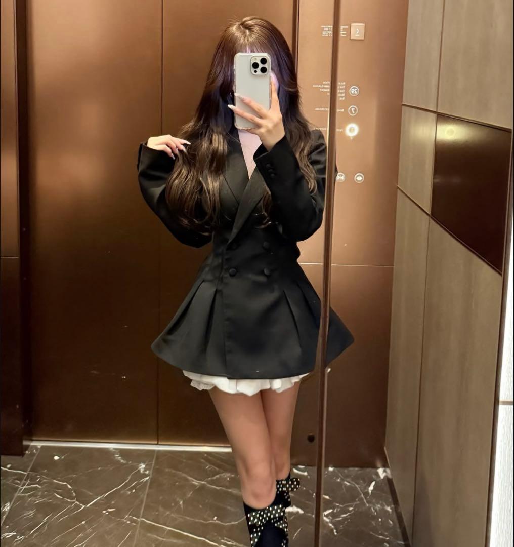 Darich 　パネルデザインシルエットペプラムジャケット　BLK