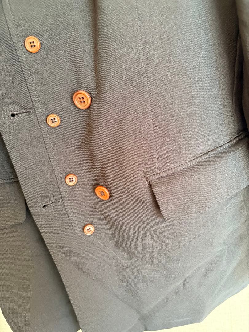 【新品未使用】コムデギャルソンオムドゥ ポリ縮 ダブルジャケット M 黒